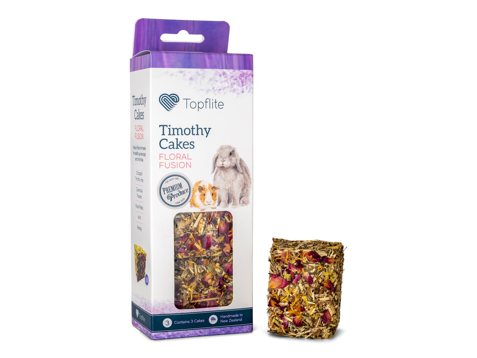 Topflite Timothy Cakes - Floral Fusion, treat for Rabbits & Guinea Pigs