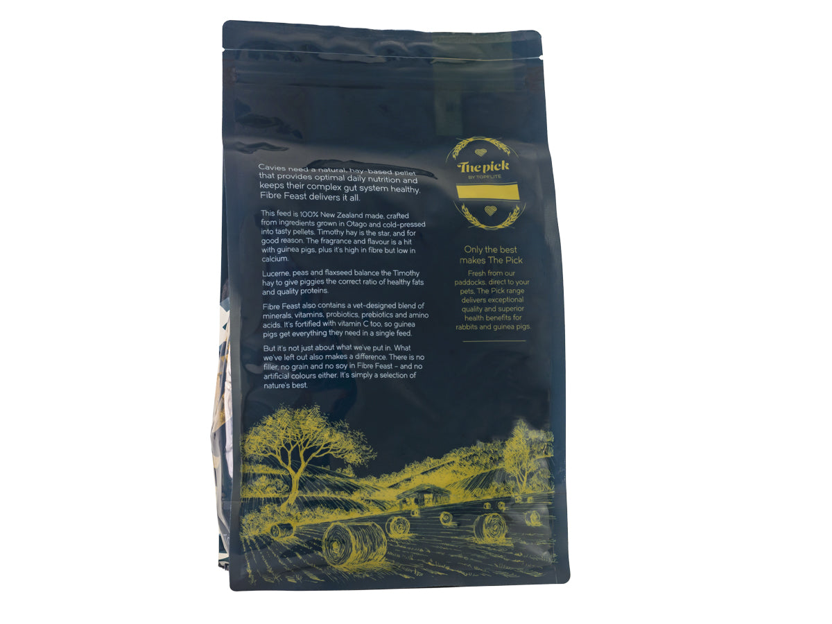 Topflite The Pick Fibre Feast for Guinea Pigs back of package