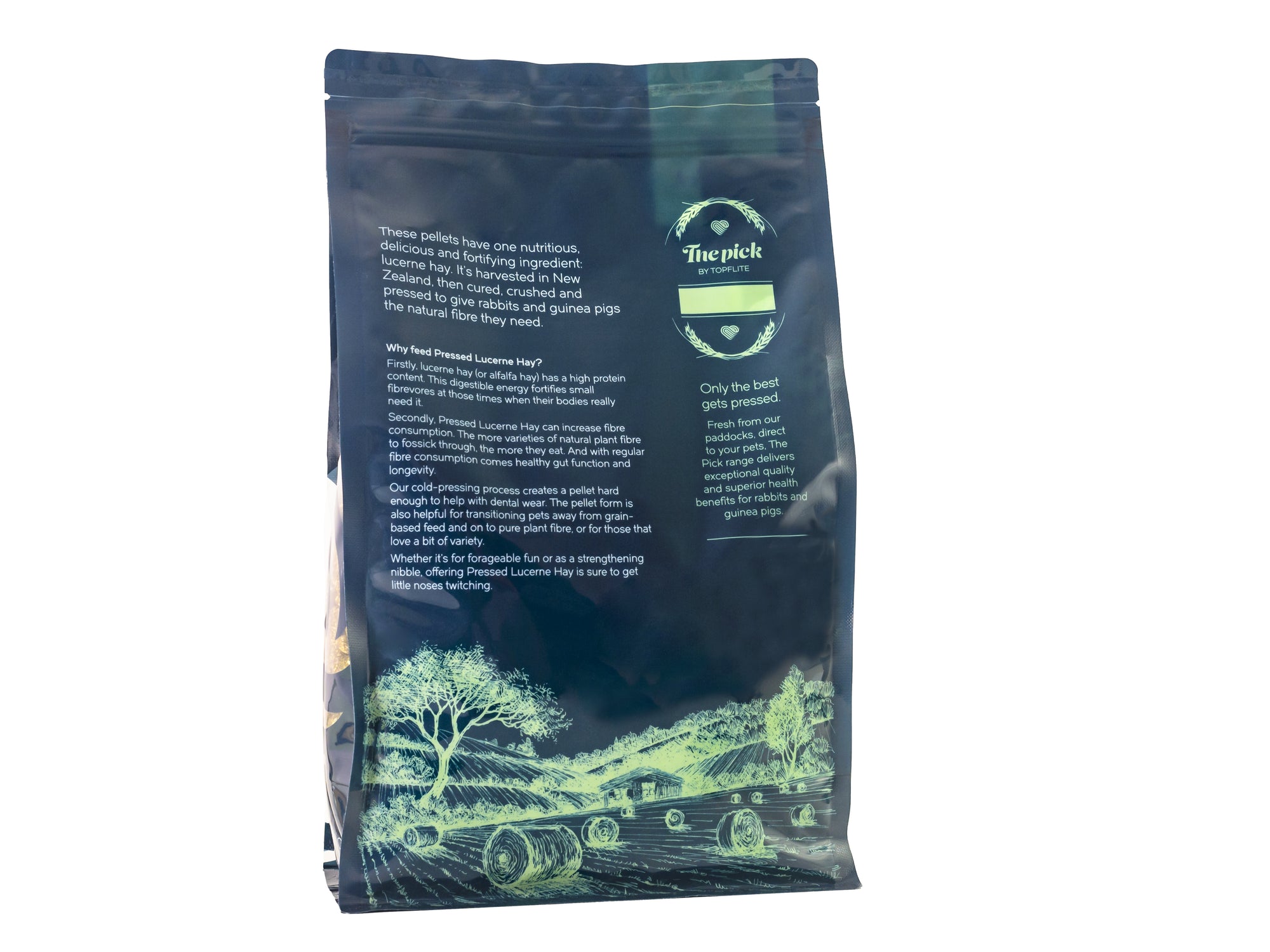 Back of Topflite Pressed Lucerne Hay